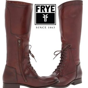 Frye 9.5 Melissa Lace Up Tall Riding Boot Leather Knee High VG Cond